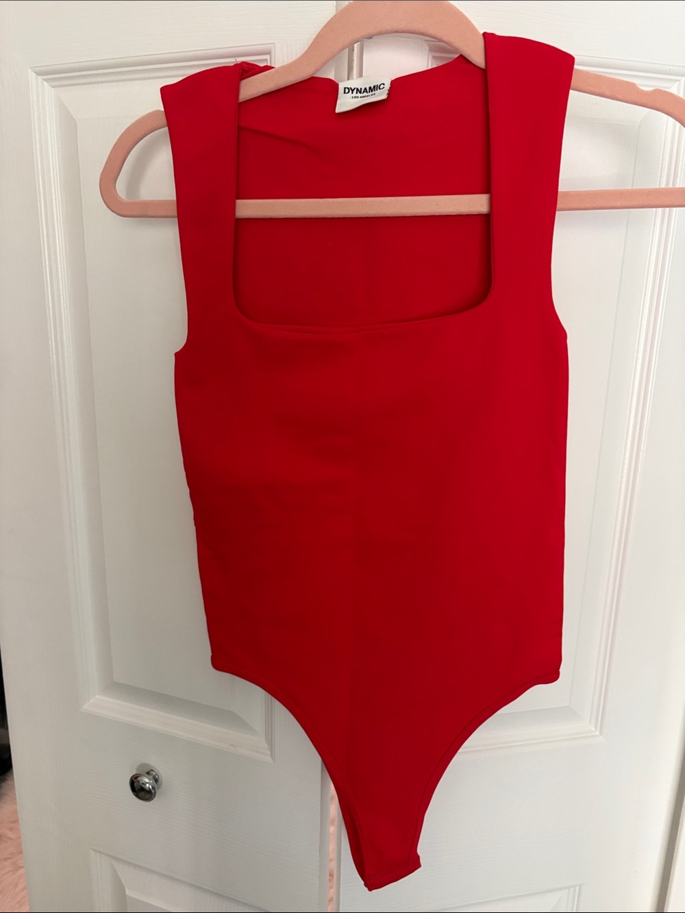 Dynamic Red Square-Neck Bodysuit